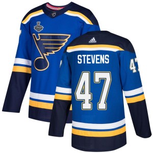 Nolan Stevens Men's Adidas St. Louis Blues Authentic Blue Home 2019 Stanley Cup Final Bound Jersey