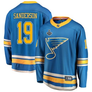 Derek Sanderson Men's Fanatics Branded St. Louis Blues Breakaway Blue Alternate 2019 Stanley Cup Final Bound Jersey