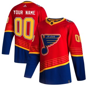 Custom Youth Adidas St. Louis Blues Authentic Red Custom 2020/21 Reverse Retro Jersey