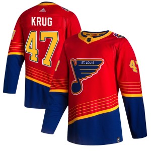 Torey Krug Youth Adidas St. Louis Blues Authentic Red 2020/21 Reverse Retro Jersey