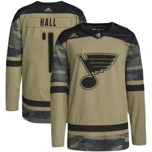 Glenn Hall Youth Adidas St. Louis Blues Authentic Camo Military Appreciation Practice Jersey