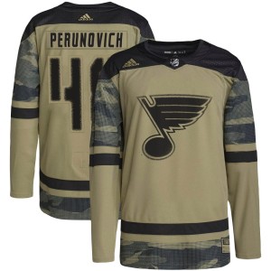 Scott Perunovich Youth Adidas St. Louis Blues Authentic Camo Military Appreciation Practice Jersey