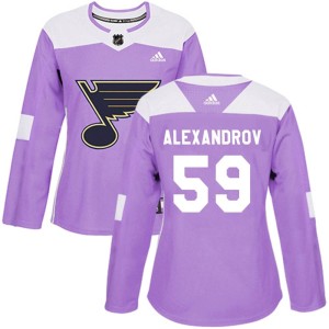 Nikita Alexandrov Women's Adidas St. Louis Blues Authentic Purple Hockey Fights Cancer Jersey