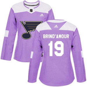 Rod Brind'amour Women's Adidas St. Louis Blues Authentic Purple Rod Brind'Amour Hockey Fights Cancer Jersey
