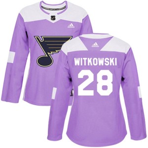 Luke Witkowski Women's Adidas St. Louis Blues Authentic Purple Hockey Fights Cancer Jersey