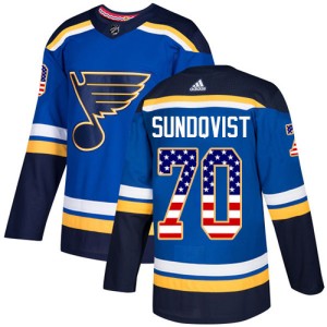 Oskar Sundqvist Youth Adidas St. Louis Blues Authentic Blue USA Flag Fashion Jersey