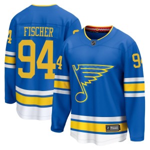 Lukas Fischer Men's Fanatics St. Louis Blues Breakaway Blue Home 2025 Jersey