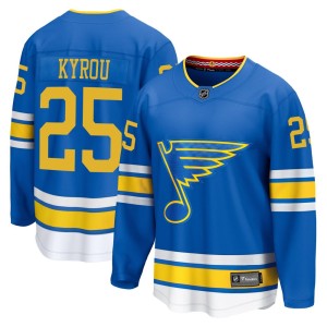 Jordan Kyrou Men's Fanatics St. Louis Blues Breakaway Blue Home 2025 Jersey