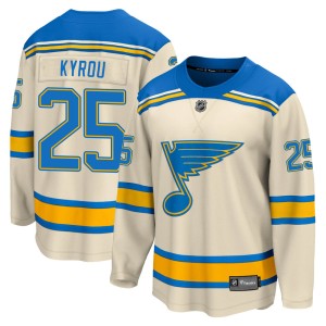 Jordan Kyrou Men's Fanatics Branded St. Louis Blues Breakaway Cream 2022 Winter Classic Jersey