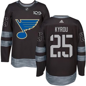 Jordan Kyrou Men's St. Louis Blues Authentic Black 1917-2017 100th Anniversary Jersey