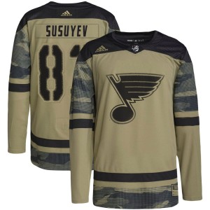 Nikita Susuyev Men's Adidas St. Louis Blues Authentic Camo Military Appreciation Practice Jersey