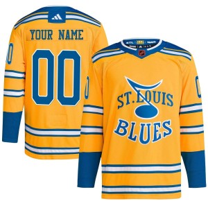 Custom Men's Adidas St. Louis Blues Authentic Yellow Custom Reverse Retro 2.0 Jersey