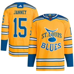 Craig Janney Men's Adidas St. Louis Blues Authentic Yellow Reverse Retro 2.0 Jersey