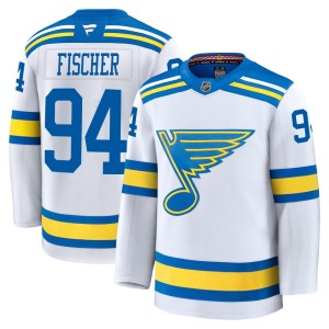 Lukas Fischer Youth Fanatics St. Louis Blues Premium White Away 2025 Jersey