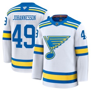 Samuel Johannesson Youth Fanatics St. Louis Blues Premium White Away 2025 Jersey