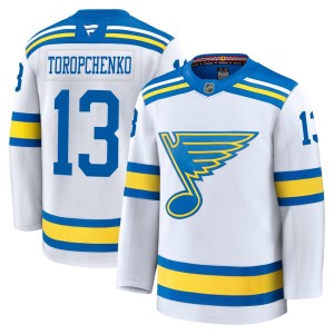 Alexey Toropchenko Youth Fanatics St. Louis Blues Premium White Away 2025 Jersey
