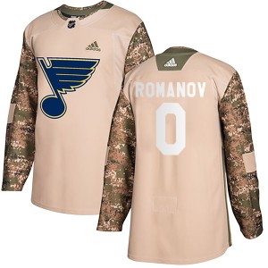 Georgi Romanov Men's Adidas St. Louis Blues Authentic Camo Veterans Day Practice Jersey