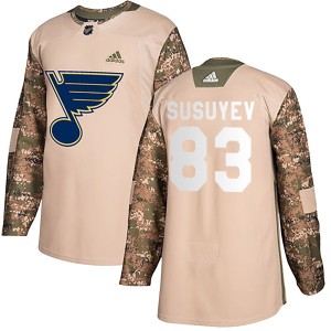Nikita Susuyev Men's Adidas St. Louis Blues Authentic Camo Veterans Day Practice Jersey
