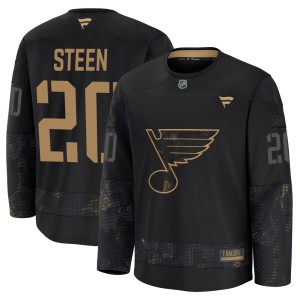 Alexander Steen Youth Fanatics St. Louis Blues Premium Black 2024 Military Appreciation Practice Jersey