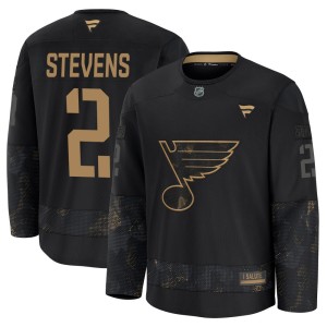 Scott Stevens Youth Fanatics St. Louis Blues Premium Black 2024 Military Appreciation Practice Jersey