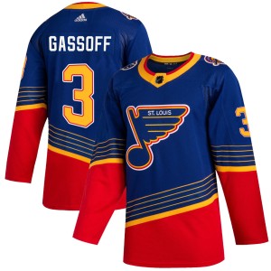 Bob Gassoff Men's Adidas St. Louis Blues Authentic Blue 2019/20 Jersey