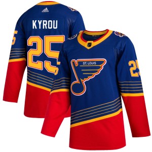 Jordan Kyrou Men's Adidas St. Louis Blues Authentic Blue 2019/20 Jersey