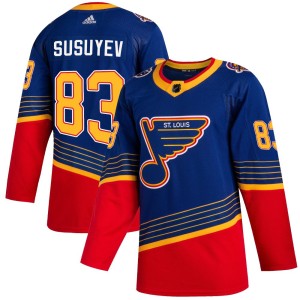 Nikita Susuyev Men's Adidas St. Louis Blues Authentic Blue 2019/20 Jersey