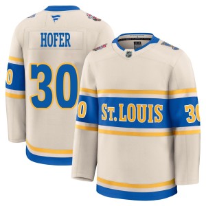 Joel Hofer Men's Fanatics St. Louis Blues Premium Cream 2025 Winter Classic Jersey