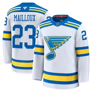 Logan Mailloux Men's Fanatics St. Louis Blues Premium White Away 2025 Jersey