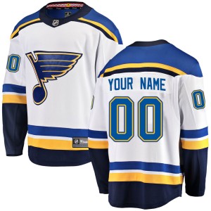 Custom Youth Fanatics Branded St. Louis Blues Breakaway White Custom Away Jersey