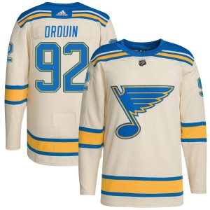 Jonathan Drouin Men's Adidas St. Louis Blues Authentic Cream 2022 Winter Classic Player Jersey