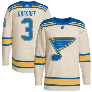 Bob Gassoff Men's Adidas St. Louis Blues Authentic Cream 2022 Winter Classic Player Jersey