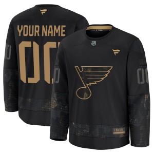 Custom Men's Fanatics St. Louis Blues Premium Black Custom 2024 Military Appreciation Practice Jersey