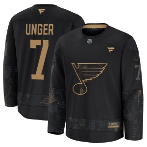 Garry Unger Men's Fanatics St. Louis Blues Premium Black 2024 Military Appreciation Practice Jersey