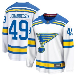 Samuel Johannesson Youth Fanatics St. Louis Blues Breakaway White Away 2025 Jersey