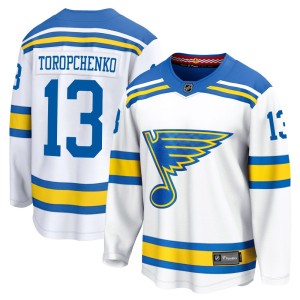 Alexey Toropchenko Men's Fanatics St. Louis Blues Breakaway White Away 2025 Jersey