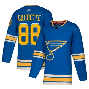 Adam Gaudette Men's Adidas St. Louis Blues Authentic Blue Alternate Jersey