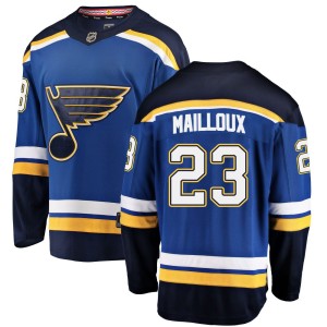 Logan Mailloux Men's Fanatics Branded St. Louis Blues Breakaway Blue Home Jersey