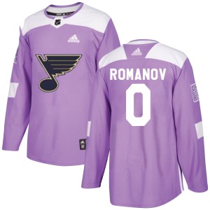 Georgi Romanov Men's Adidas St. Louis Blues Authentic Purple Hockey Fights Cancer Jersey