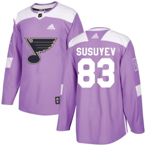 Nikita Susuyev Men's Adidas St. Louis Blues Authentic Purple Hockey Fights Cancer Jersey