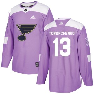 Alexey Toropchenko Men's Adidas St. Louis Blues Authentic Purple Hockey Fights Cancer Jersey
