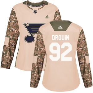 Jonathan Drouin Women's Adidas St. Louis Blues Authentic Camo Veterans Day Practice Jersey