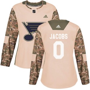 Josh Jacobs Women's Adidas St. Louis Blues Authentic Camo Veterans Day Practice Jersey