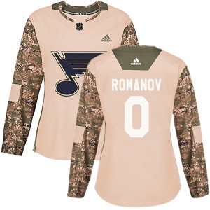Georgi Romanov Women's Adidas St. Louis Blues Authentic Camo Veterans Day Practice Jersey