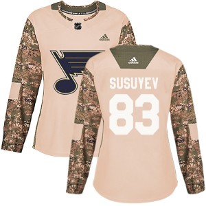 Nikita Susuyev Women's Adidas St. Louis Blues Authentic Camo Veterans Day Practice Jersey