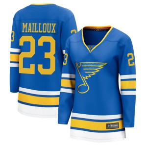 Logan Mailloux Women's Fanatics St. Louis Blues Breakaway Blue Home 2025 Jersey