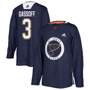 Bob Gassoff Men's Adidas St. Louis Blues Authentic Blue Practice Jersey